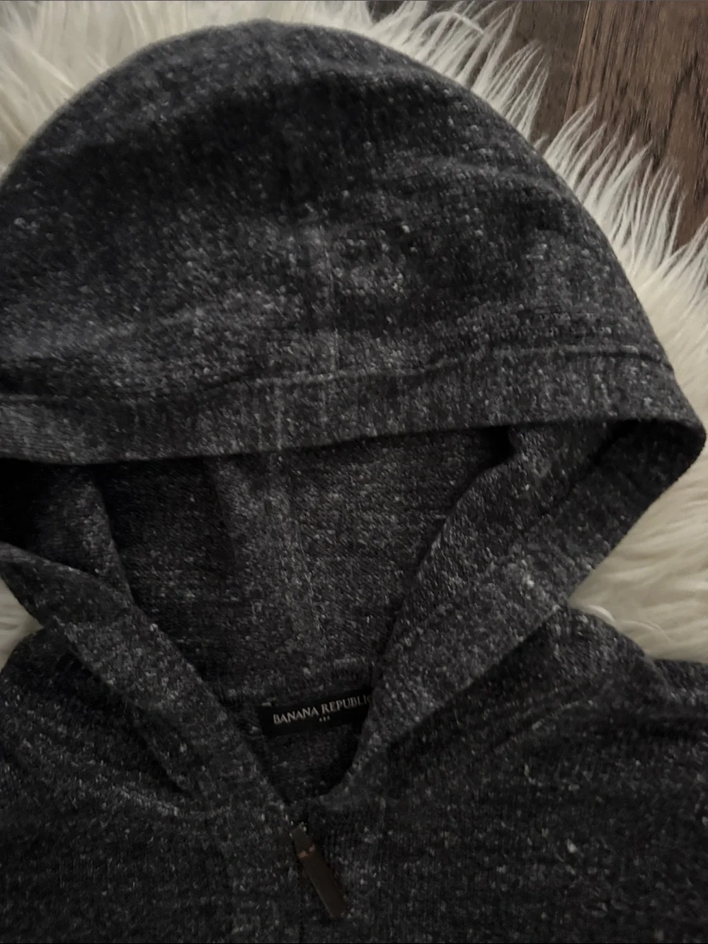 Banana Republic Charcoal Knit Hooded Pullover